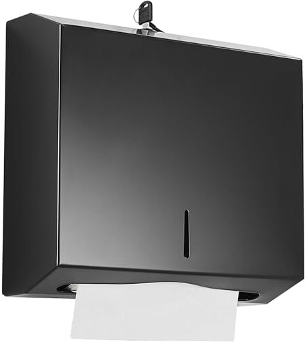 NICEME Paper Towel Dispenser, Stainless Steel Hand Towel Dispenser, Lockable, Folding Towel Dispenser, for Z-fold Towels, Holds 250 to 400 Paper Towels