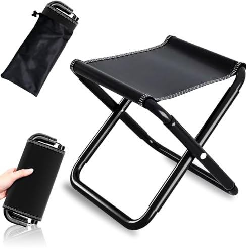 BAISHUWU Tragbarer Balkon Hocker, Mini Camping Hocker mit Aufbewahrungsbeutel, Kleiner Tragbarer Klapphocker, Outdoor Angelhocker, Leicht Klapphocker, Faltbar Gartenhocker, für Camping, Angeln