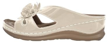 Generiska kilsandaler dam, svart, sandaler med peep-tå, platåsandaler med kilklack, slip-on, pantoletter, platta ihåliga tofflor, bekväma tofflor med mjuka sulor, ventilerande strandsandaler, Vit, 36