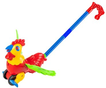 Toyvian Giocattolo Carrello a Mano Gallina Cartoon, Giocattolo da Spingere in Plastica Manico Staccabile, Attrae L'attenzione del Ragazzo Ragazza e Superficie Liscia e Colore Casuale
