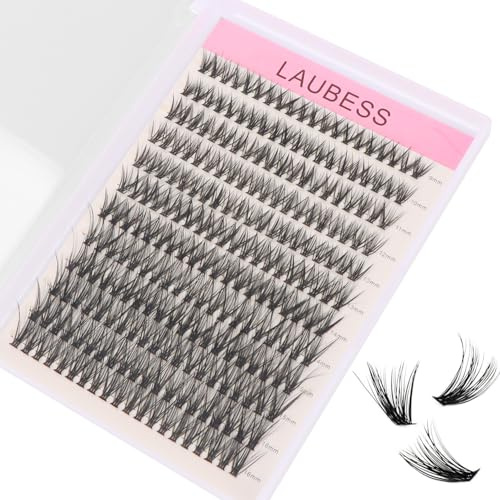 MOTIBACK Lot de 144 extensions de cils DIY avec 9-16 mm 40D pour femme | Cils artificiels autocollants avec colle à cils, pince de précision, applicateur et brosse