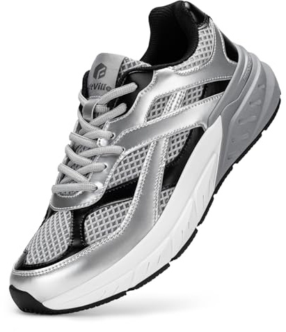 FitVille Men's Extra Wide Trainers, Wide Fit Walking Shoes with Arch Support, Non Slip Cross Trainers for Plantar Fasciitis, Rebound NEO V6 Retro Sneakers