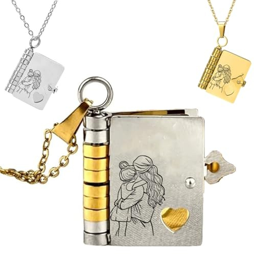 For Granddaughter - Love You Always & Forever Book Necklace, Stylish Personalization Hummingwings book necklace, For Granddaughter - The Little Star Most Beautiful Chapter Book Necklace (Gold Silver)