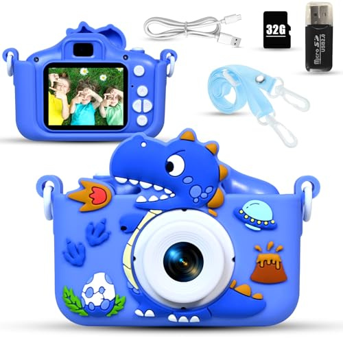 Kinyoda Appareil Photo Enfant, 2.0 Pouces Enfant Appareil Photo Numérique, HD 1080P Mini Caméra Enfant Selfie Apareille Photo 32G, Cadeaux Noë l& Anniversaire pour Enfants de 3 à 12 Ans (Bleu)