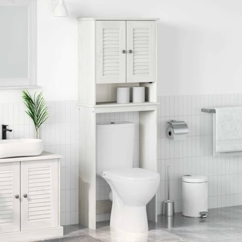 KTHLBRH Armadio da parete per il bagno con ante in legno massello di pino massiccio, organizzato per prodotti da toeletta e pulizia, design moderno minimalista