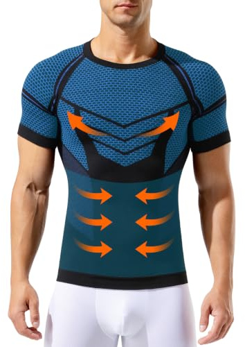 Mauro Kane Camiseta Compresión Hombre Manga Corta Vientre Plano Moldeadora | Faja Reductora para Hombre, Body Shaper, Shapewear, Elástica, Ajustada, para Gimnasio, Fitness, Correr y Uso Diario