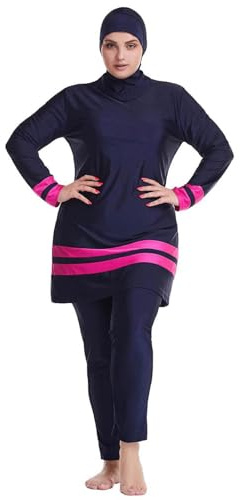 Maillots de Bain islamiques pour Femmes : Burkini à Manches Longues, 3 pièces, Hijab noué sur Le Devant, Maillot de Bain pudique Couvrant entièrement, Rashguard - Maillot de Bain Islamique