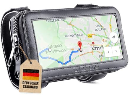 Ullermoto Supersportler Motorrad Handyhalterung für die Gabelbrücke- Smartphonetasche für Stummlenker - Handyhalter Lenkertasche Motorrad - Handytasche Motorrad Größe M