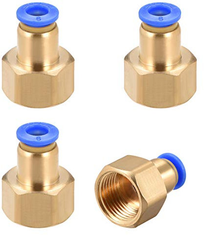 sourcing map Pression Connexion Tube Raccord Adaptateur 6mm Tube Diamètre Externe x 3/8PT Femelle Droit Pneumatique Connexion Connect Tuyau Raccord 4pcs