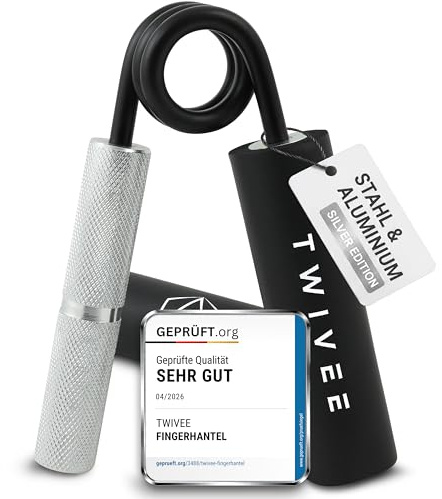 TWIVEE – underarmstränare – fingerhantel för maximal greppkraft – härdat stål och aluminium – handtränare med handtag och ficka – handmuskeltränare