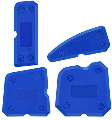 XCOZU 4-Piece Portable Blue Silicone Caulking Kit - Multi-Edge Sealant Applicator Tool Smoother Mastic Tool for Kitchens, Bathrooms