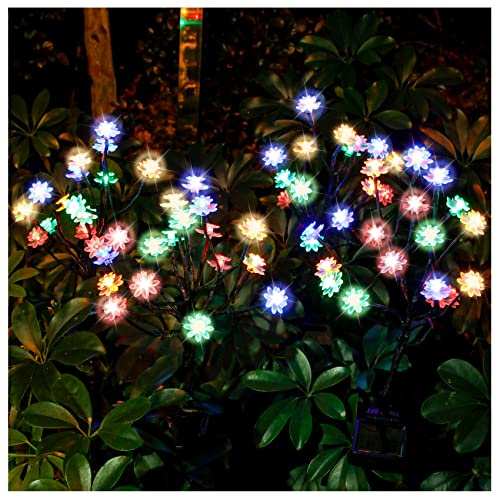 TONULAX Solar Garden Lights - Upgraded Landscape Tree Lights with Larger Solar Capacity, Decorative Light Outdoor for Pathway, Patio, Front Yard Decoration(2 Pack)