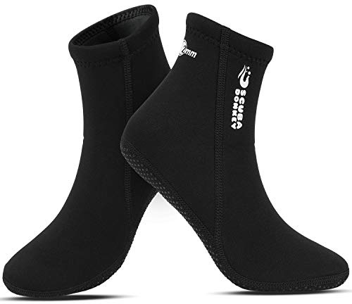 QKURT Calzini da tuffarsi Neoprene da 2 mm, Calzini da Bagno per Immersioni subacquee, Snorkeling e Sport Acquatici, Calze Anti-Slip Fins per Uomo Donne