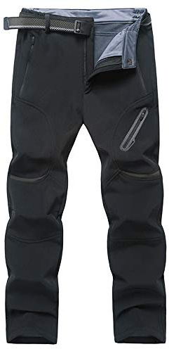 Chickw1 Pantalon de Randonnée en Plein Air pour Hommes Softshell Respirant et à séchage Rapide Étanche avec Fermeture à glissière Hiver Thermique Sport Escalade Pantalon (Noir,6XL)