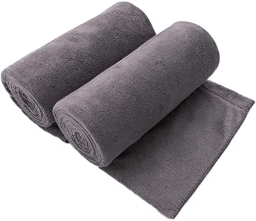 JML Bath Sheet Towels Set of 2, Extra Large Microfiber Towel for Adult, 40 x 80,Oversized, Soft Super Absorbent Fast Drying, Perfect for Shower, Sauna, Gym, Beach, Sport, Fitness, Yoga, Grey