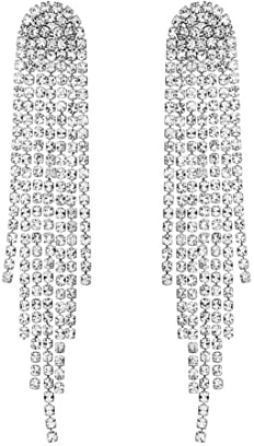 Uongeod Wasserfall Ohrringe Bridal Quaste Ohrringe Boho Strass Ohrringe für Frauen Mädchen