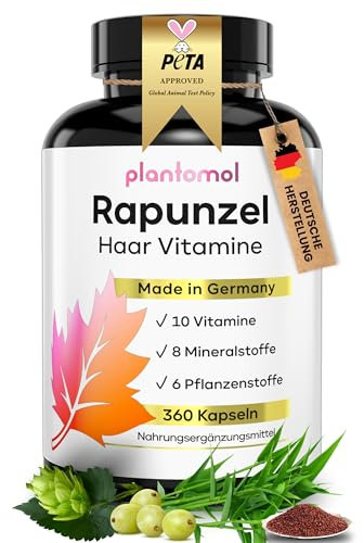 HALBJAHRESVORRAT: Haar Vitamine - 360 Kapseln - 24 Inhaltsstoffe mit Biotin hochdosiert 10.000µg Hirse & Silizium - Haut Haare Nägel Kapseln - Rapunzel