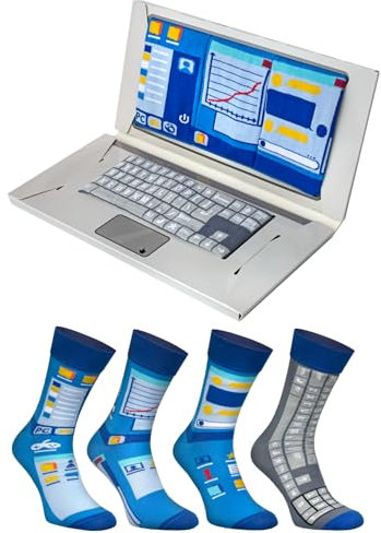 Rainbow Socks - Laptop Box Socks - Damen Herren Novelty Geschenk Socken für Programmierer IT und Computer Fans - 2 Paar - Größen 36-40