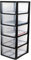 SIDSONS A4 Plastic Storage Drawers Unit 5 Drawers Tower Medium Slimline Tall for Home, School, Office, Bedroom & Living Room Garage With Clear Drawers Height 77cm Depth 35cm Width 29cm