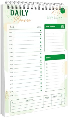 CHARMGIFTBOX Cuaderno de lista de tareas, planificador diario A5, 52 hojas, 5.9 x 8.2 pulgadas, agenda diaria de objetivos y tareas, planificador de productividad