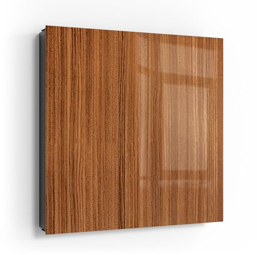 DEQORI Schlüsselkasten schwarz | 30x30 cm | Motiv Wärme des Holzes | Glas & Metall Schlüssel-Box | Schlüsselschrank mit 50 Haken + 2 Magnete | Moderne Box magnetisch & beschreibbar