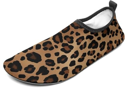 Leopard Print Water Shoes for Women Men Quick-Dry Non Slip Barefoot Aqua Socks Swim Rock Climbing Pool Shoes Socks Sports Shoes Athletic Must Haves Outdoor Gear, Style, 8 Women/8 Men