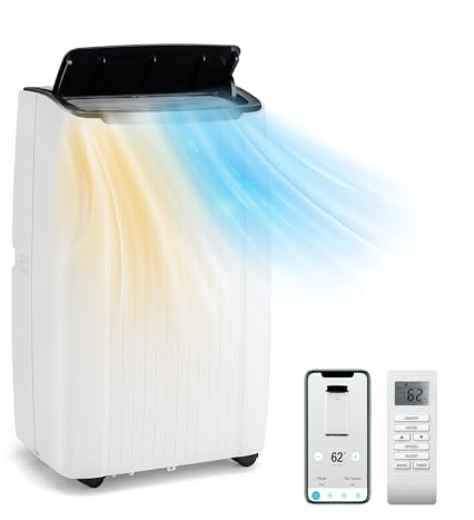 GOPLUS 14000BTU Klimaanlage mit Abluftschlauch, mobiles Klimagerät | 5 in 1: Kühlen, Heizen, Entfeuchten, Belüften, Auto | Schlafmodus | App Steuerung | 1-24H Timer | für Räume bis zu 65㎡