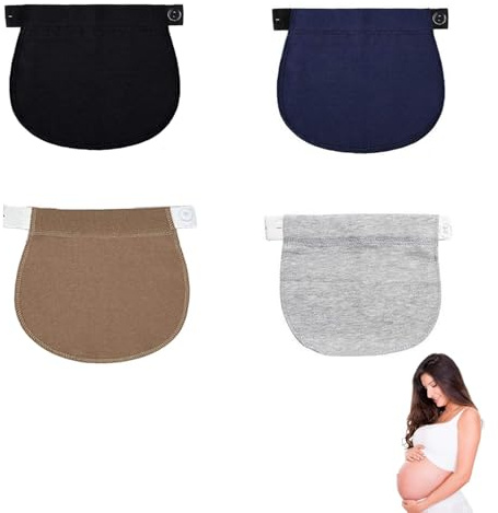 4 Pcs Pregnancy Belt,Support,Waist Extender for Trousers,Band,Waistband,Trouser,Extenders Women,Maternity,Pants Adjustable,Elastic Button for Jeans,Pregnant,No Sewing Instant Pant,Extension,Dress
