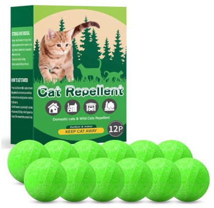 Lot de 12 répulsifs pour chat extérieur et intérieur - Huile de menthe poivrée naturelle - Pour garder les chats hors de la pelouse, de la cour, du jardin