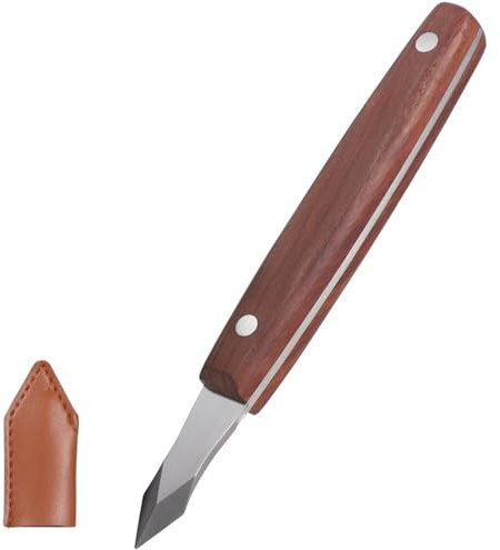 Kronabelle Acciaio al cromo vanadio, manico in legno, guaina in pelle con taglierina per marcatura per la lavorazione del legno, doppio smussato, strumento da taglio per scribing intaglio per fai da