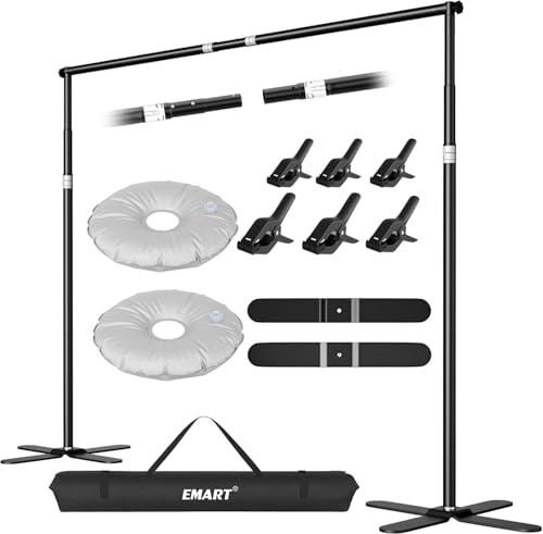 EMART fotobakgrund stativ 3 x 3 m, justerbar fotobakgrundsstativ tung med X-formad bas, metallbakgrundsstativ för studio foto, fotografi, video, bröllop