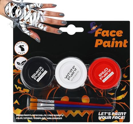 Body Paint for Adults,Washable Skin Makeup - 3 Colors Water-soluble Face Painting Kit | for Goth Party Sports Event Clown Vampire Witch Skeleton