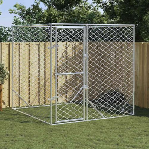 INLIFE Chenil d'extérieur pour Chiens argenté 2x2x2 m Acier galvanisé