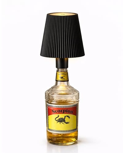 Lampada per Bottiglia LED Senza Fili Ricaricabile, Paralume per Bottiglia con 2 Adattatori Universali, Lampada Tappo Bottiglia Dimmerabile Touch 3 Luci, USB-C, 20h Autonomia, per Interni ed Esterni