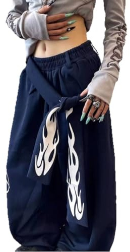 Y2k Vida Ben Baggy Grunge Dubbel Midja Dragsko Sweatpants Streetwear Dam Emo 2000s Byxor Pants