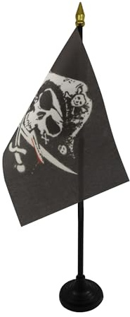 AZ FLAG Bordsflagga Pirat Deadman Chest 15x10 cm 100D Polyester Plastfot