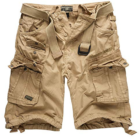 Geographical Norway Cargoshorts, bermudashorts, midjeshorts, jägarshorts med UD-bandana, beige 4, XXXXXL