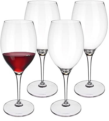 Villeroy & Boch Maxima Bordeaux Glass, Set of 4, 650 ml, 25.2 cm, Crystal Red Wine Glasses, Clear, Dishwasher Safe
