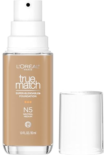 L'Oreal Paris True Match Super-Blendable Foundation, Medium Coverage Liquid Foundation Makeup, N5, Medium, 1 Fl Oz