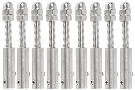 PROPFE Morsetti per funi Metalliche 10 Pezzi Ringhiera per Cavi 1/8 Fune Metallica 3mm Perno filettato Tensionamento Terminale di Ancoraggio a levetta Terminale di Ancoraggio per Ponte per Scale