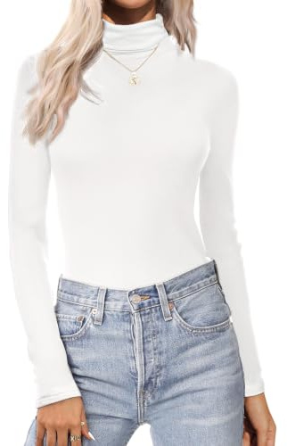 Ekouaer Haut Thermique Femme col Roulé Maillot de Corps à Manches Longues sous-Vêtements Automne Hiver Chaud, S-XXL