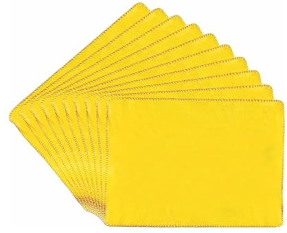 Yellow Dusters 10PC Cleaning Cloth Car bike Polishing Dry Dusting Cloths For Window TV Kids Table Glass Kitchen PC Soft Cloth For Oiling Wood Cotton Wipe Clean Reusable Washable (10, 30cm X 33cm)