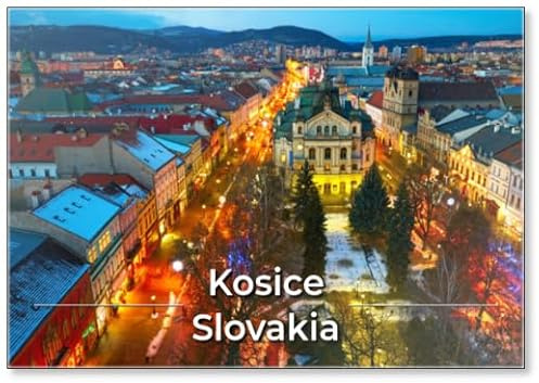 Magnete da frigorifero con vista notturna di Kosice, Slovacchia