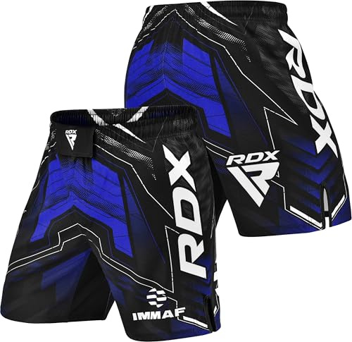 RDX IMMAF Approved MMA Shorts, Side Slits Design Suitable for MMA Boxing, Muay Thai, Kickboxing Gym Workout Blue