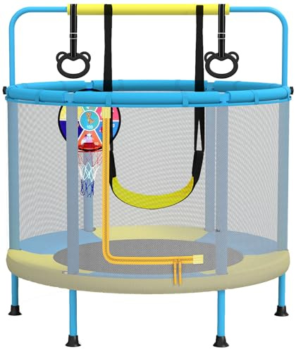 PILIN Trampoline Multifonctionnel 4 en 1 φ150 Cm, avec BalançOires, Barres, Capacité de Charge de 50 Kg, Utilisation IntéRieure Et ExtéRieure pour Enfants