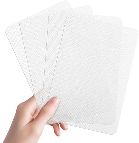 4pcs Enhanced Cuttable Rubber Grip Tape Ultra-Thin Strong Adhesive Non-Slip Sheets for Safer Handles & Surfaces Waterproof Soundproof Anti-Slip Vibration Heat Resistant Pad for DIY Craft Floor Cushion