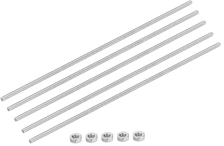 QUARKZMAN 5Pz Barra Filettata M3 x 150mm, 0.5mm Passo Barre Filettate in Acciaio Inox 304 Destrorse Perni Barra Completamente Filettati Aste con Viti
