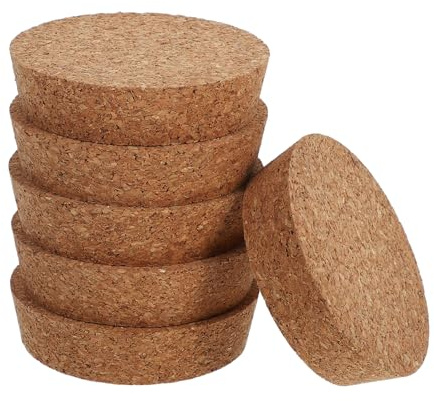 INOOMP 6 Pcs Cork Lids for Glass Planters and Canning Jars with Tight Seal, Smooth Rounded Stoppers for Hydroponic Vase Lids and Wedding Celebrations at Home