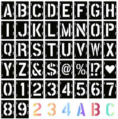 AHRLIC 6 Inch Number and Letter Stencil Kit, 42PCS Reusable Interlocking Templates for Painting, DIY Letter Stencils, Craft Signs, Fabric, Wood, Wall Art, Plastic, Metal (White)