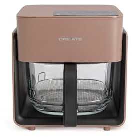 CREATE/AIR FRYER STUDIO CRYSTAL/Freidora sin aceite 4.2 L con vaporizador de agua moca/Capacidad 5-6 raciones, 6 programas, bandeja de cristal, control de tiempo y tempertura, 1300W